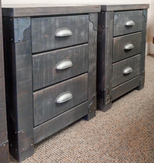 Hoover 3 Drawer Night Table With Metal Corners Mennonite Furniture Ontario at Lloyd's Furniture Gallery in Schomberg