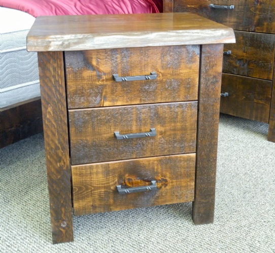 Frontier Live Edge 3 Drawer Night Stand Mennonite Furniture Ontario at Lloyd's Furniture Gallery in Schomberg