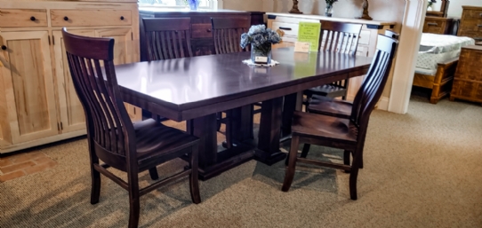 Maple Parthenon Double Pedestal Table Mennonite Furniture Ontario at Lloyd's Furniture Gallery in Schomberg